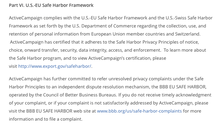 active campaign cumple safe harbor
